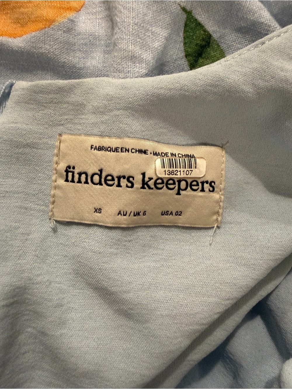 Finders Keepers Calypso Fruit Print Puff Sleeve Mini Dress Blue XS - Picture 5 of 10